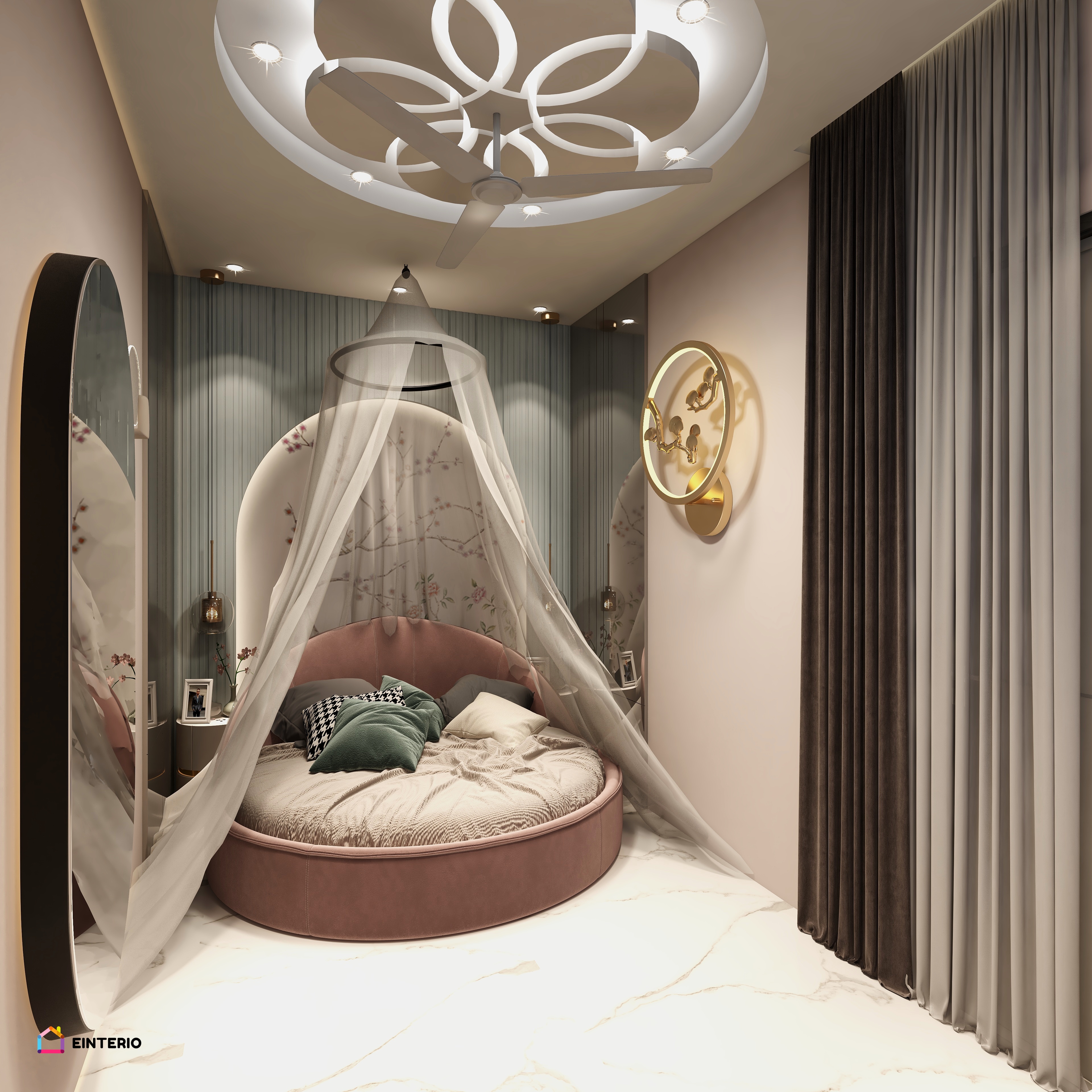Designer bedroom with poster bed
